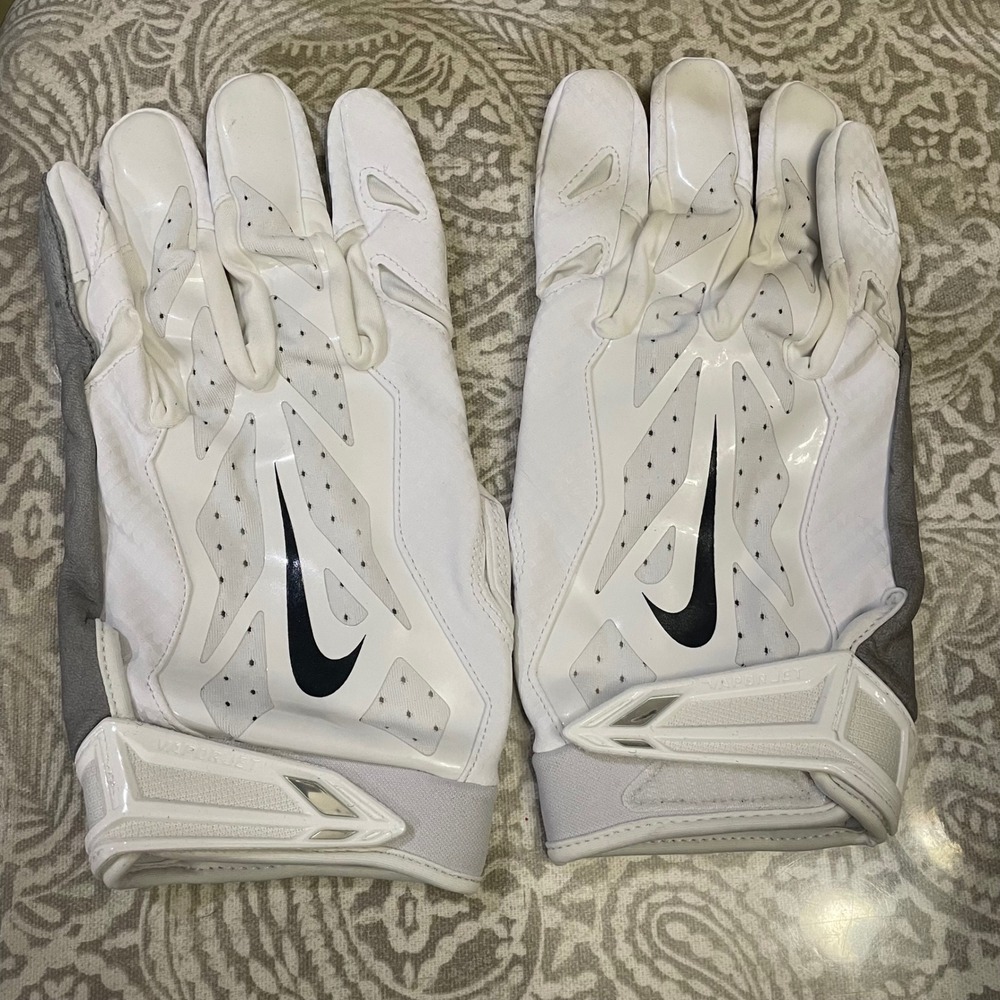 Nike NFL Vapor Jet 3.0 Football Receiver Gloves White Gray  4XL